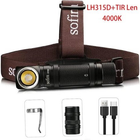 부산캠핑카렌트 - 캠핑 하이킹 필수 Sofirn SP40A TIR 광학 렌즈 헤드 램프 LH351D LED 18650 USB 충전식 1200lm 토치 자석, with 18650 battery, 러시아, 02 4000K_02 with 18650 battery, 1개