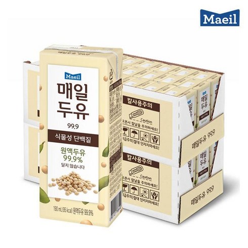 매일두유99.9 - 매일두유 99.9 190ml 48개입 식물성 단백질 고소하고 진한 두유원액 단맛제로, 48개