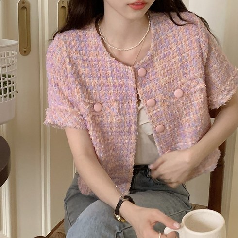 FEJAD2502 - 라운드넥 패턴 트위드 자켓 2A24271