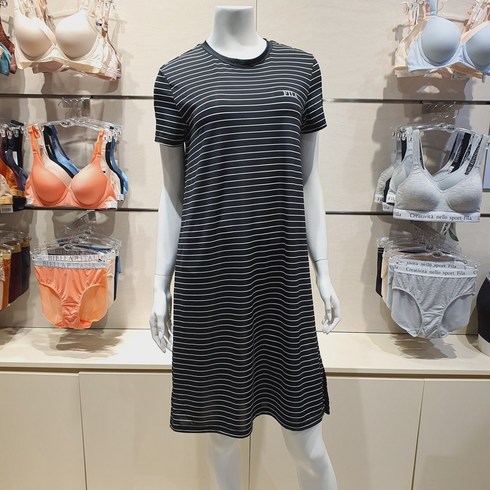 O22D4WSC933W - [ FILA 언더웨어] NC터미널점 @@젊은감성@@ 여성 라이프웨어 스트라이프 폴리 원피스 FI4OPG2643FBLK
