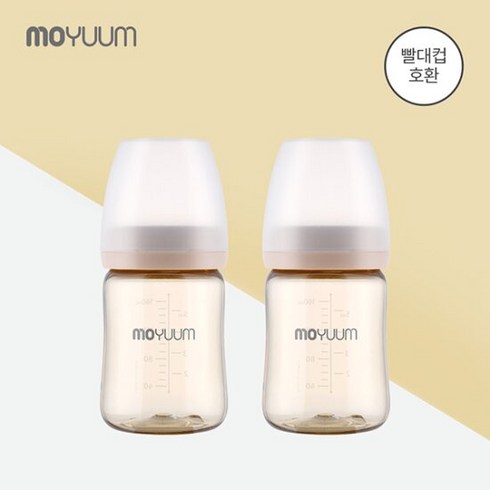 모윰젖꼭지 - [모윰] PPSU 노꼭지 올인원 젖병 170ml 2팩 (빨대컵 호환), 베이지, 2개