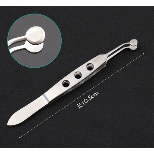 눈기름샘 핀셋 눈꺼풀 피지 압출기 눈 점막 피지 짜기 오돌토돌 포셉 안구, (10.5cm) 스텐 원형 헤드 6x6mm
