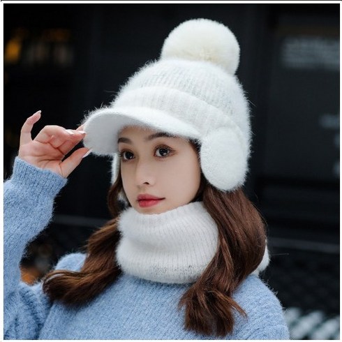 MDIV 방울캡 귀달이 니트 모자 넥워머 세트 골프 라운딩