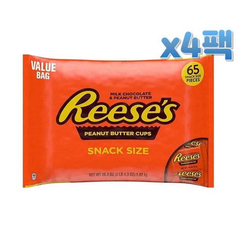 허쉬 대용량 리세스 피넛 버터 컵 초콜렛 65개입 1kg x4팩, 4개