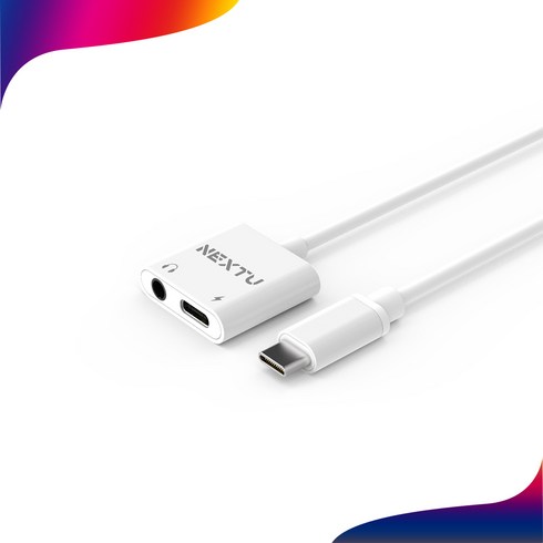 넥스트 PD충전 오디오 잭 어댑터 USB-C to 3.55mm NEXT-AV2307, 6cm, 화이트, 1개