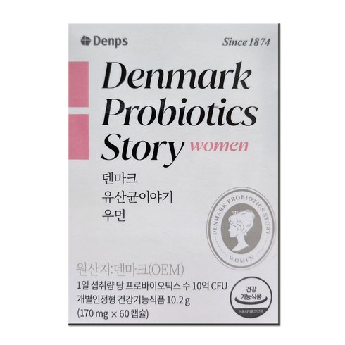 덴프스 덴마크 유산균이야기 우먼 170mg 프로바이오틱스 질건강 장건강, 1박스, 60캡슐