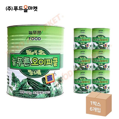 푸드올마켓_ 늘푸른 오이피클 홀 3kg 한박스 (3kg x 6ea), 6개