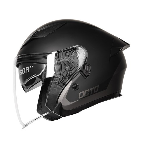 옥토 OCTO BOOST BLACK 부스트 오픈페이스 이너바이져 내장 세나 경량 헬멧 내피분리 배달대행, XL