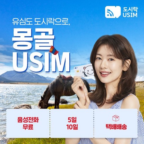 몽골유심 데이터 유심칩 현지통화 통화 무료 택배수령 도시락유심, {택배}, (10GB 10일 Unitel), 최소출국 4일전 구매