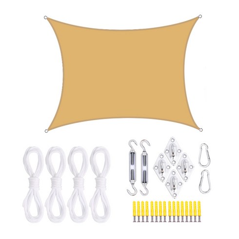 2023년 가성비 최고 홀리데이타프 - BAJIU 타프스크린 홀리데이타프 자외선 차단 그늘막 옥스퍼드 천 그늘막타프 액세서리 세트, 3*6m, 모래 노란색