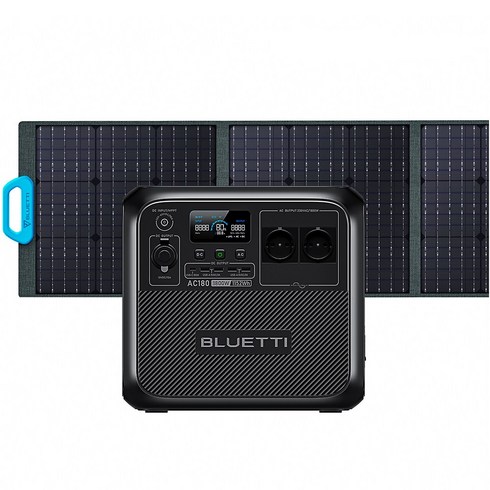 BLUETTI 블루에티 AC180+PV200 파워뱅크세트 1800W고속충전 휴대용 보조배터리 태양광패널 200W 접이식 솔라패널 올인원 인산철 차박 캠핑 낚시, 1개