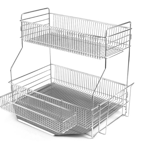 스토피아식기건조대 - 홈앤비전 스텐레스 자동물빠짐 식기건조대 2단, 단품