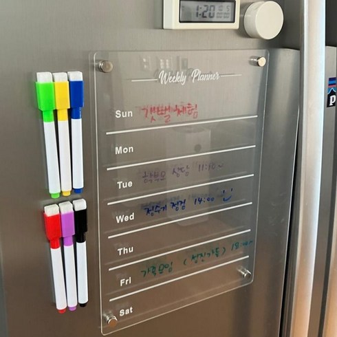 2023년 가성비 최고 냉장고 파먹기 - 냉장고 마그네틱 아크릴 메모보드 플래너/ 냉장고파먹기/ 냉장고지도/ 위클리 플래너/ 투 두 리스트 + 6색 보드마카 증정, 03 스퀘어 타입