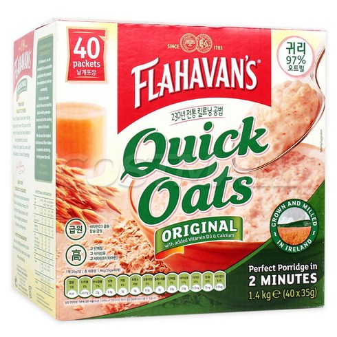 플라하반 퀵오트 오리지날 35g x 40개 1.4kg 시리얼, 1개, 상세페이지 참조