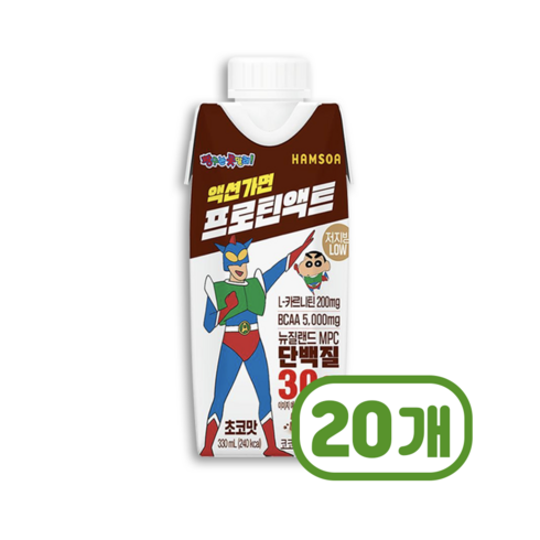 액션가면프로틴 - 짱구 액션가면 프로틴액트 초코맛 단백질음료 330ml x 20개, 단품