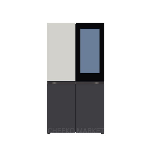 t873mee312 - [색상선택형] LG전자 디오스 오브제컬렉션 노크온 4도어 냉장고 메탈 870L 방문설치, T873MGB312, 그레이(상), 블랙(하)