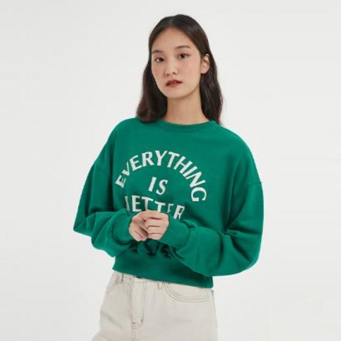 랩 레터링 크롭 긴팔 맨투맨 AN4CTA40