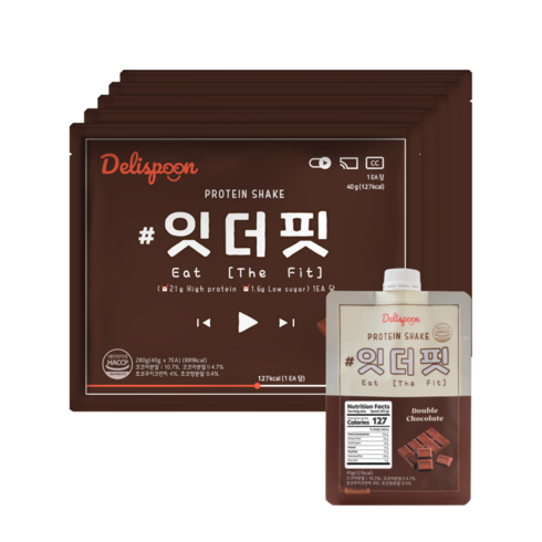 [본사 당일출고]델리스푼 단백질 쉐이크 잇더핏 5주플랜 (더블초코맛 35개입), 40g, 35개