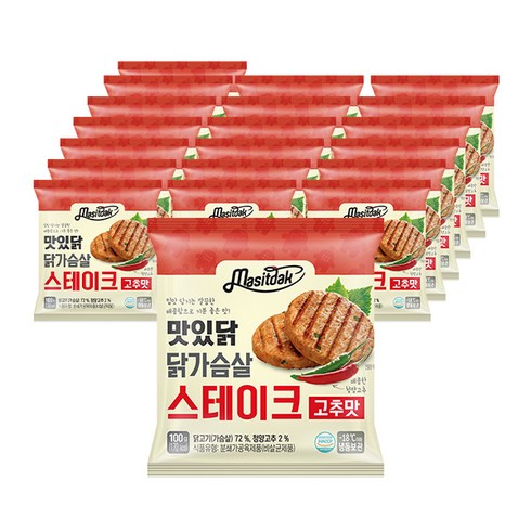 2023년 가성비 최고 맛있닭닭가슴살스테이크 - 맛있닭 닭가슴살 스테이크 고추맛 100gx20팩(2kg), 100g, 20팩