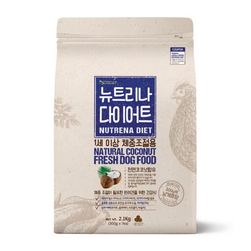 뉴트리나 어덜트 곡물 다이어트 애견사료, 닭, 2.1kg, 2개