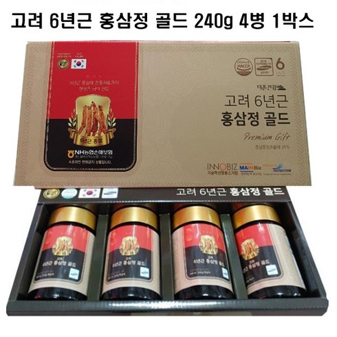 2023년 가성비 최고 더존건강 홍삼정골드 - 더존건강 고려 6년근 홍삼정 골드 240g 4병 세트 명절선물, 1박스(4병)