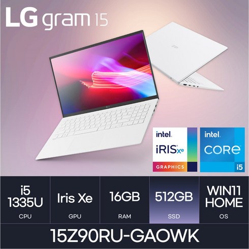 LG전자 그램15 15Z90RU-GAOWK, WIN11 Home, 16GB, 512GB, 스노우 화이트