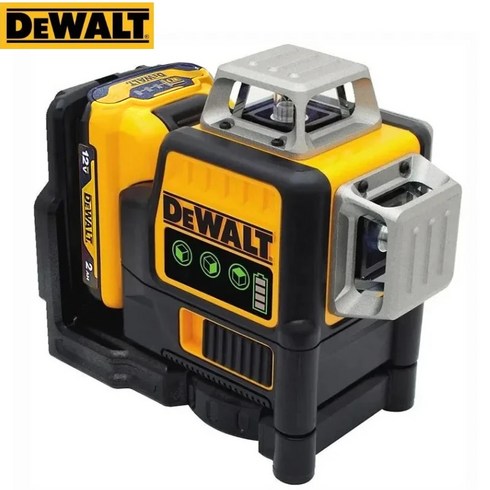 Dewalt DW089LG 레이저 레벨 도구 수평 녹색 계량기 야외 도구 3 면 360 도 수직 12V 리튬 배터리 12 라인, 6)1 Battery 1 Charger  UK