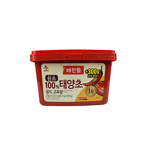 해찬들골드고추장 - 해찬들 맛있게 매운 태양초 골드 고추장, 1개, 2kg