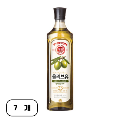 해표 압착 올리브유, 900ml, 7개