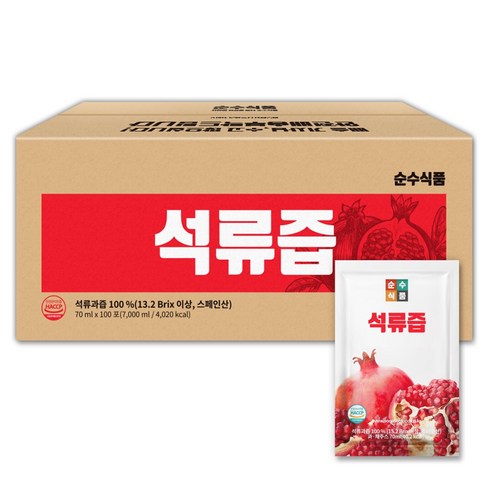 순수석류즙 - 순수식품 석류즙, 70ml, 100개