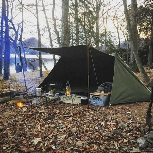 2023년 가성비 최고 캠빌고동텐트 - 캠빌A텐 단일사이즈 편리한 백패킹 고동 면 메쉬 A형, 카키색 텐트 (표준 바닥매트 발송)