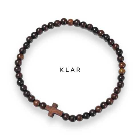 나무묵주팔찌 - 클라(KLAR) 벽조목 샤벨십자가 팔찌 (4미리)