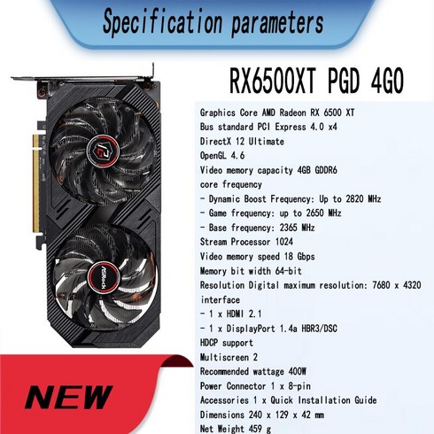 2024년 가성비 최고 RX 6500 XT - ASROCK AMD Radeon RX 6500 XT 팬텀 게이밍 D 인텔 데스크탑 마더보드 지원 4GB OC GDDR6 64 비트 6nm, 한개옵션0