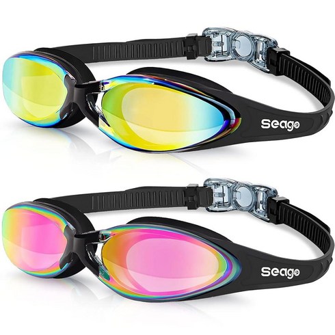 padi프리다이빙강사과정 - PC렌즈 김서림방지 새지않는편안한핏Seago 2 Pack Swim Goggles for Adult Men Women Anti Fog No Leaking Clear Vision Sw