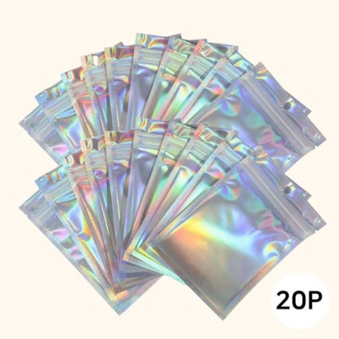 오로라 홀로그램 지퍼백 선물 포장, 10.5x15