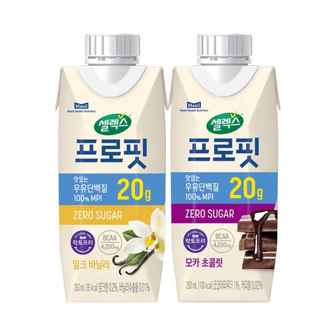 [셀렉스] 프로핏 우유단백질 드링크 250ml 18입 (바닐라 9입+초콜릿 9입)
