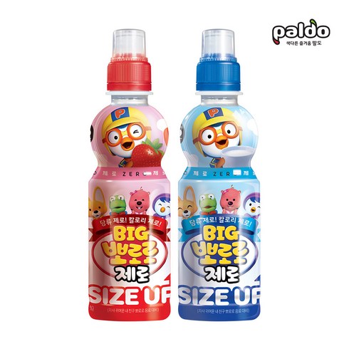 빅뽀로로제로 - 팔도 빅 뽀로로 제로 딸기맛 밀크맛 반반 혼합, 24개, 360ml