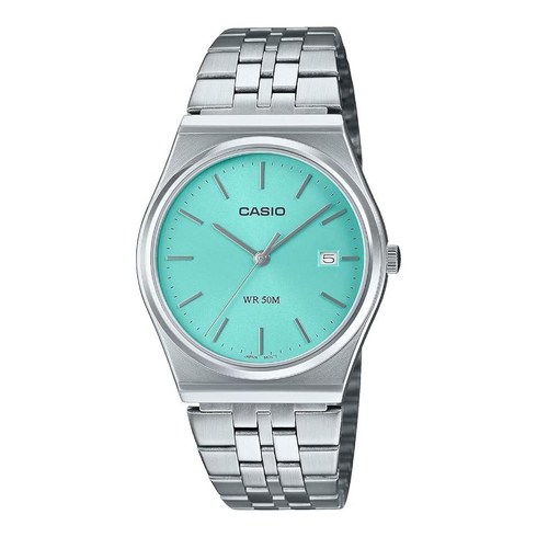 MTP-B145D-3A - Casio MTP-B145D-2A1V Men's Vintage Stainless Steel Turquoise Blue Dial 3-Hand Analog Watch