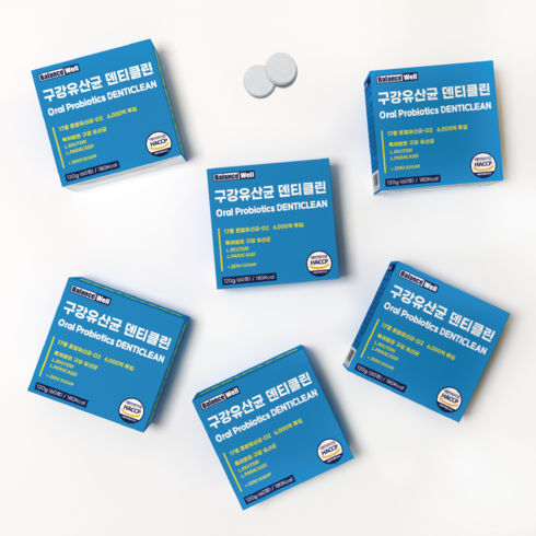 밸런스웰 덴티클린 특허 구강유산균 HACCP 식약처 인증, 60정, 6박스