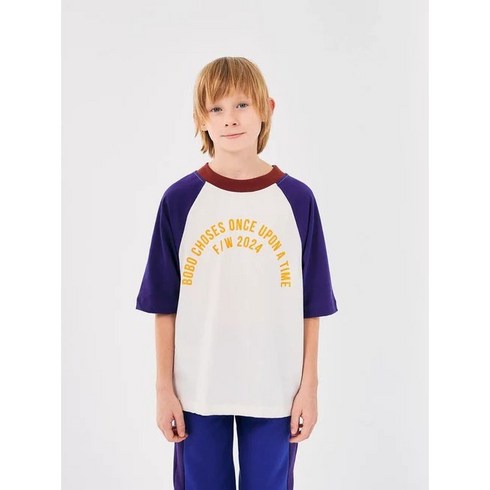 보보쇼즈티셔츠 - [BOBO CHOSES] 보보쇼즈 24FW 키즈 티셔츠 Bobo Circle ranglan sleeves T-shirt B224AC004