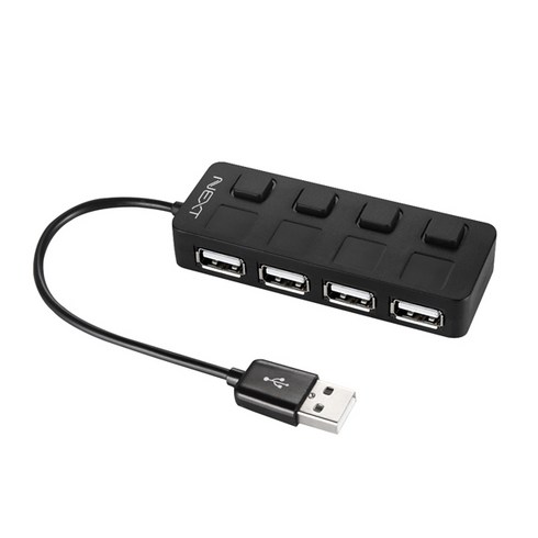 NEXT 204UH NEW/USB2.0 4포트 무전원 허브/개별 전원 포트 지원/피그테일 타입/케이블 일체형/USB 포트 확장, 단품