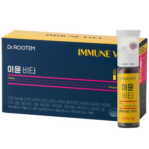 2023년 가성비 최고 오쏘몰이뮨멀티비타민 - 닥터루템 이뮨 비타민 종합 멀티 올인원 마시는 액상 비타민 샷 영양제 이뮨비타 고함량 고농축, 1박스, 294g, 14회분