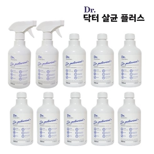 닥터살균플러스 500ML 10EA +분무기헤드 2EA [에탄올74% 살균소독제 환경부 승인완료!], 1set, 5000ml