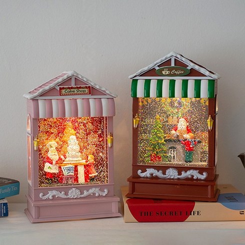 크리스마스 선물샵 워터볼 오르골 스노우볼 홈데코 산타 눈사람 무드등, 케이크샵