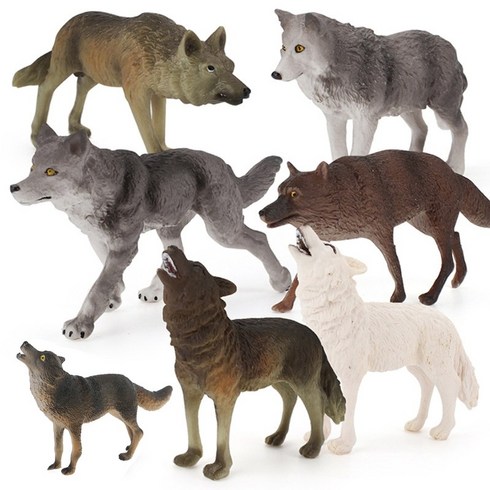 7pcs 늑대 장난감 입상 세트 늑대 동물 인물
