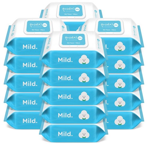 한예지물티슈 - 한예지 휴마일드 물티슈 캡형 100매 30팩, 30개