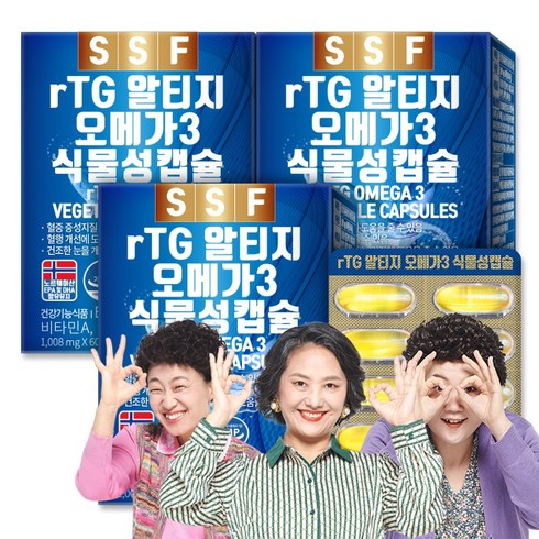 2023년 가성비 최고 알티지오메가3 - 순수식품 rTG 오메가3 비타민D 1000mg, 60정, 3개