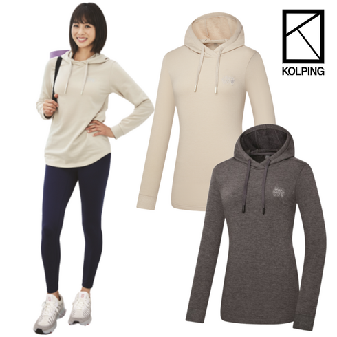2023년 가성비 최고 등산후드티 - [콜핑] 에빈 여성 가을겨울 약기모 후드맨투맨 중기장티셔츠 (KST4305W)