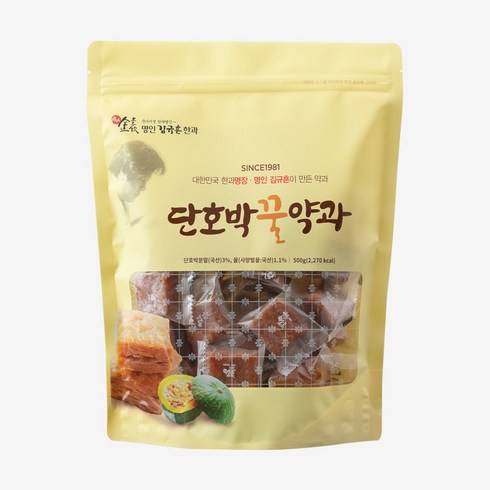 2023년 가성비 최고 김규흔 꿀약과 2종세트  - 맛있는가 명인 김규흔 단호박 꿀약과 파우치형 500g, 1개