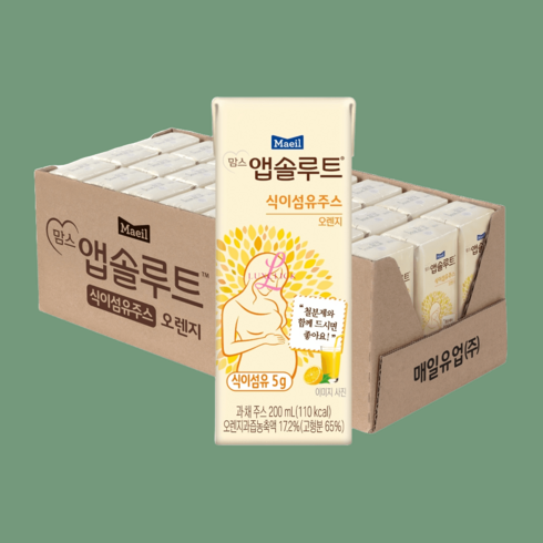 앱솔루트식이섬유 - 맘스 앱솔루트 식이섬유 주스 오렌지 200ml 24팩